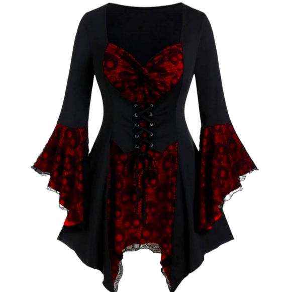 🔥Host pic🔥NWOT corset style skull print tunic - Picture 1 of 6